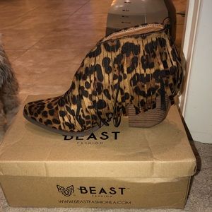 Brand new leopard fringe booties